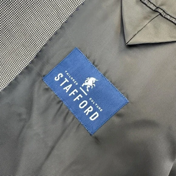 Stafford Blazer‎ Mens 52R Big & Tall Houndstooth Travel Sport Coat 2 Button